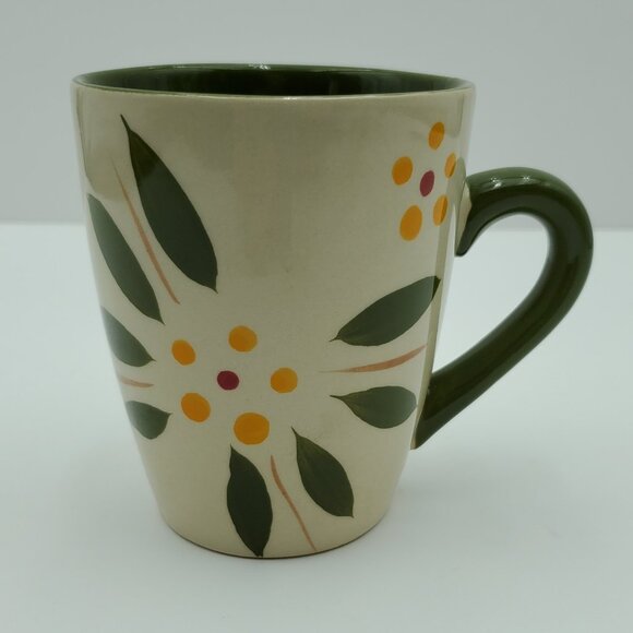 Temp-tations Old World Vivid Green Mugs Temptations Yellow Flower Floral Mugs - Picture 6 of 10